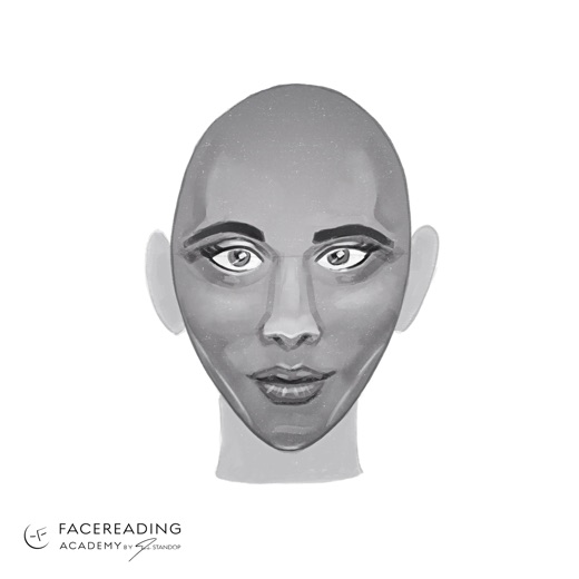 Dreieckiges Gesicht, oben breit und unten schmal
